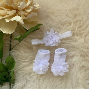 Baby Girl Flower Headband and Sock Set